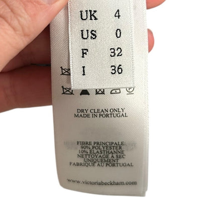 NWT Victoria Beckham Navy Gathered Draped Turtleneck Midi Dress Womens US 0