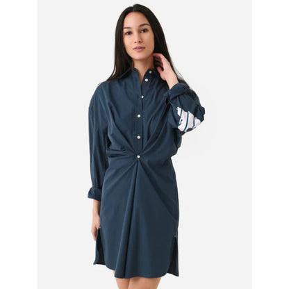 Kerri Rosenthal Midnight Blue Heart Elbow Patch Lilli Mini Shirt Dress Womens XL