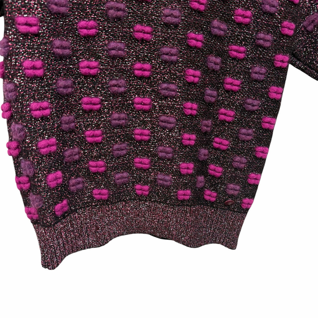 Chanel 2014 Lips Sweater Metallic Mohair Wool Purple Magenta Size 40 / US 8 RARE