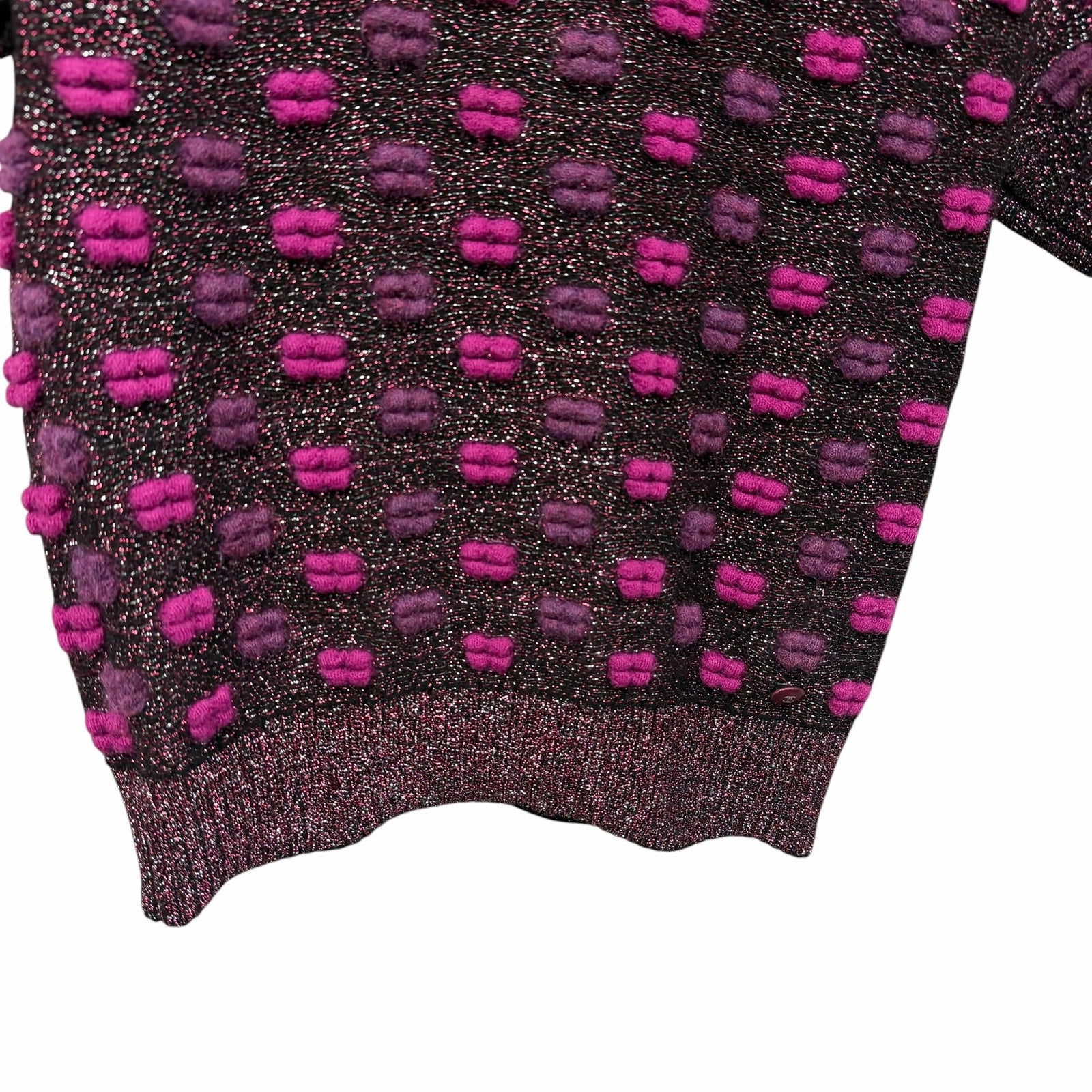 Chanel 2014 Lips Sweater Metallic Mohair Wool Purple Magenta Size 40 / US 8 RARE