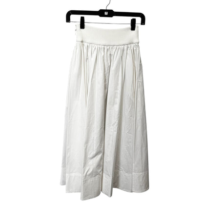 NWT Zimmermann Ivory Ribbed Mid Rise Cotton Gathered Poplin Midi Skirt Womens 4