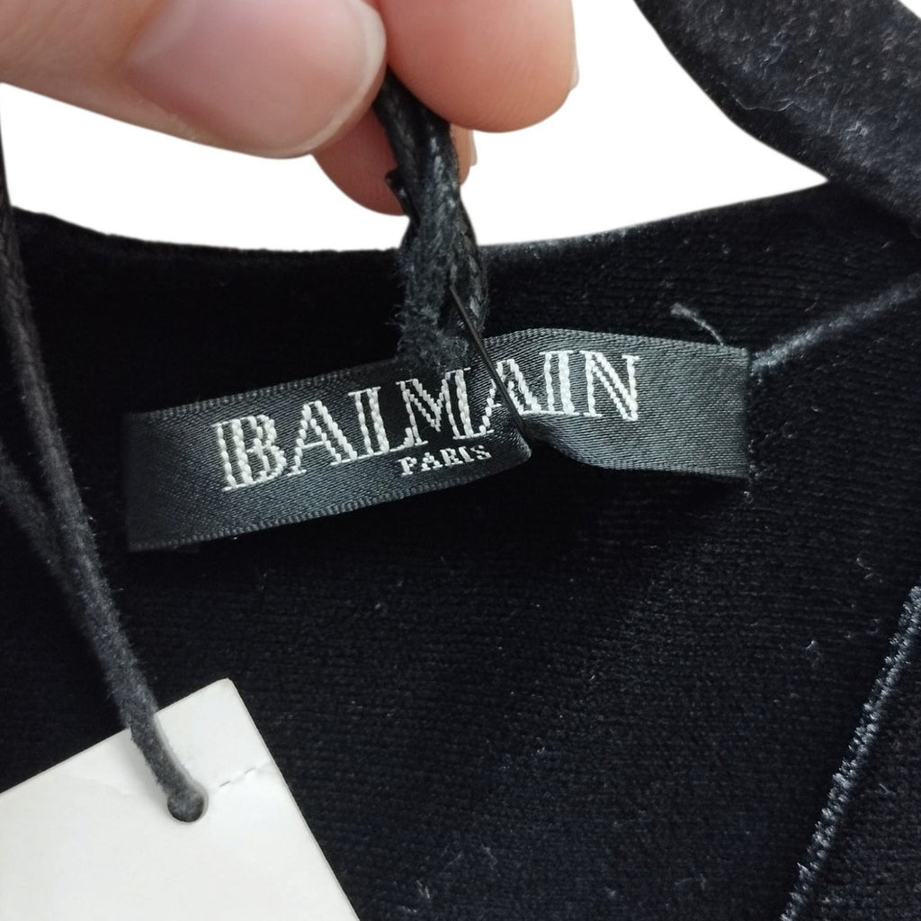 NWT Balmain Women Embellished Velvet Maxi Dress 38 US 4 Black Made In Italy Glam