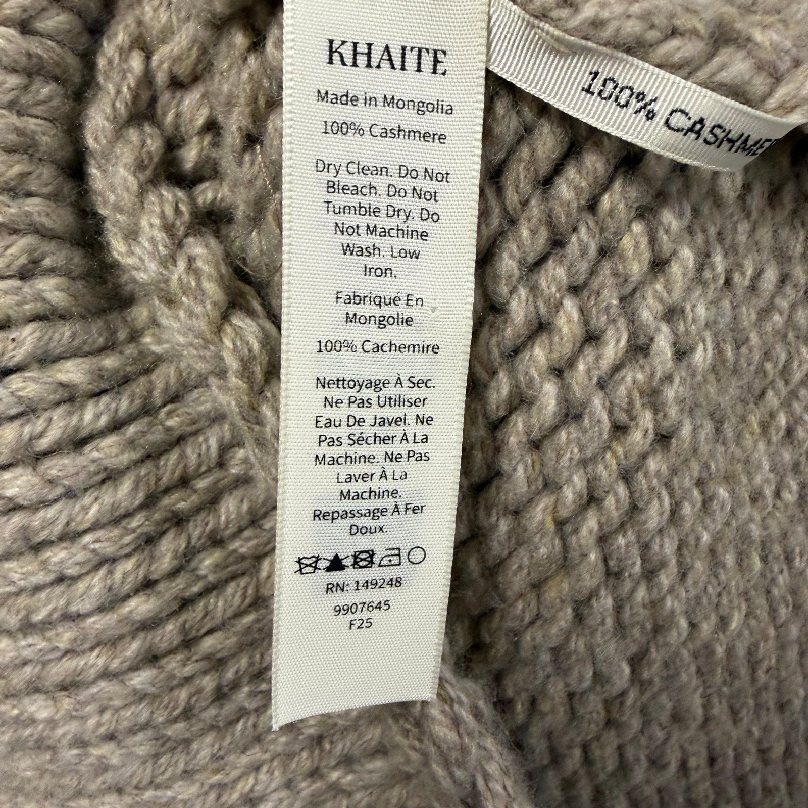 NWT Khaite Sly Top in Sepia Pure Cashmere Knit Stand Collar Cap Sleeves Size XS