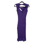 AKNVAS Sevrine Purple Twisted Glittery Sleeveless Midi Dress Womens Medium