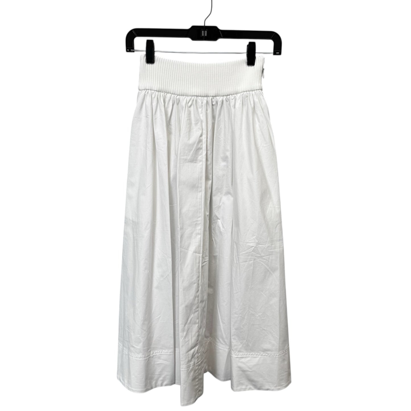 NWT Zimmermann Ivory Ribbed Mid Rise Cotton Gathered Poplin Midi Skirt Womens 4