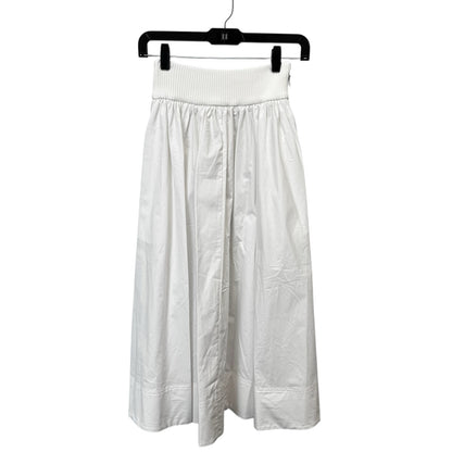 NWT Zimmermann Ivory Ribbed Mid Rise Cotton Gathered Poplin Midi Skirt Womens 4