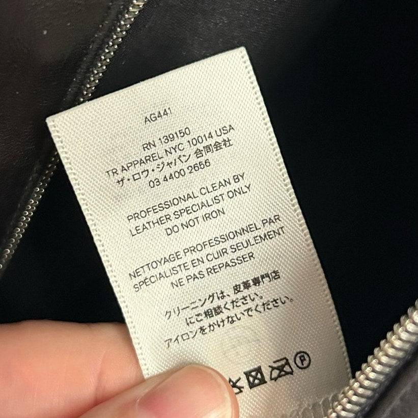 The Row Anasta Black Bonded Leather Zip Up Peplum Jacket Womens 4 Quiet Luxury
