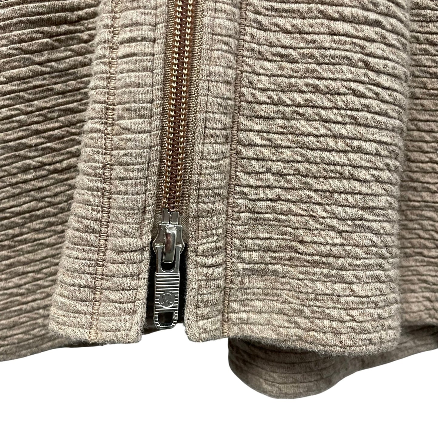 Lululemon Athletica Along the Way Full Zip Hoodie Heathered Soft Sand Womens XS