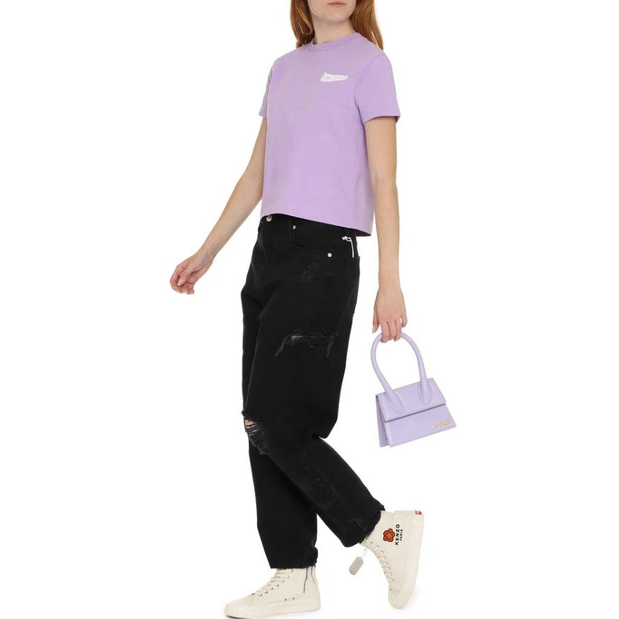 NWT Jacquemus Purple Short Sleeve Crewneck Camargue Cotton Top Womens X-Small