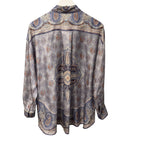 Zimmermann Vitali Relaxed Fit Blouse Button Up Blue Paisley Silk AU 2 / US 8