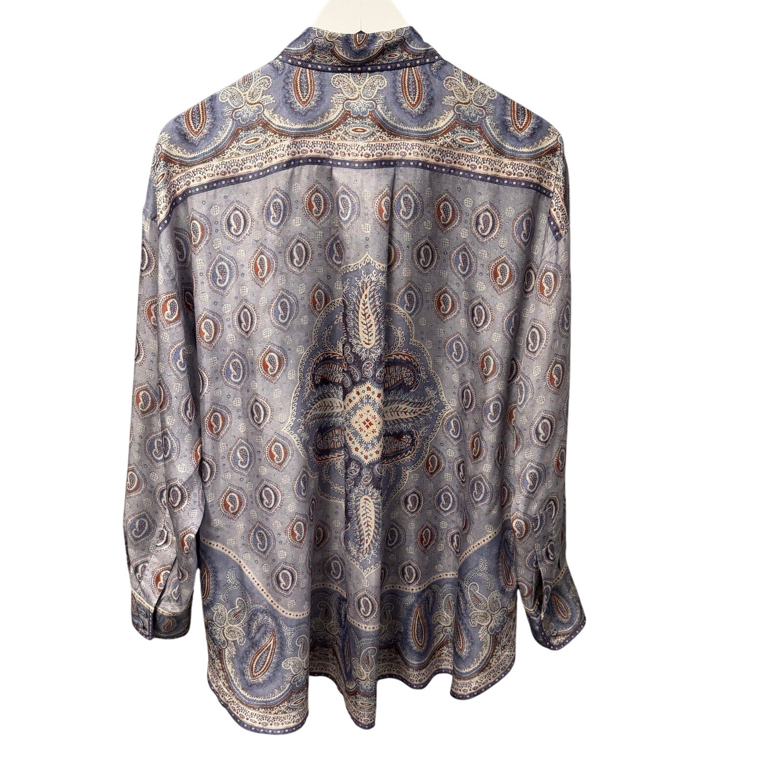 Zimmermann Vitali Relaxed Fit Blouse Button Up Blue Paisley Silk AU 2 / US 8