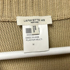 Lafayette 148 Plaster Tan White Fringe Trim Cutout Sweater Womens Medium