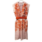 NWT Silvia Tcherassi Pink Orange Embroidered Olive Midi Dress Womens Small