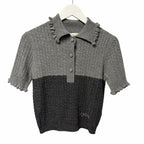 NWT Chloe Short Sleeve Polo Sweater Wool Cashmere Confident Grey Size Small