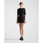 NWT Prada Black Natte Short Sleeve Fit & Flare Mini Dress Womens 38 / US 2