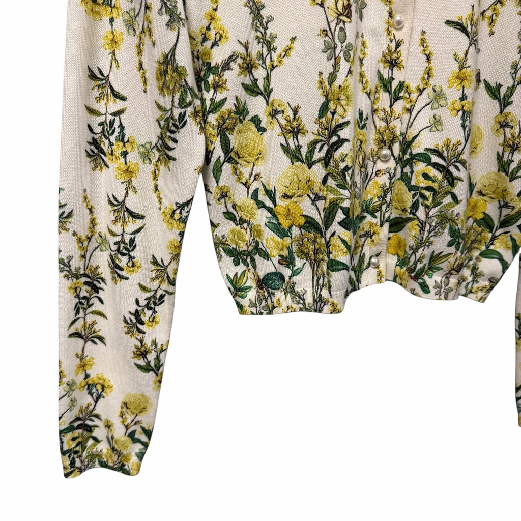 NWT Alice + Olivia Carson Printed Cardigan Fresh Air Butter Floral Size Small