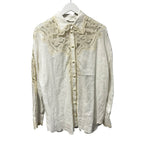 Zimmermann Ivory Cream Laurel Crochet Embellished Linen Shirt Womens 2 / US 8