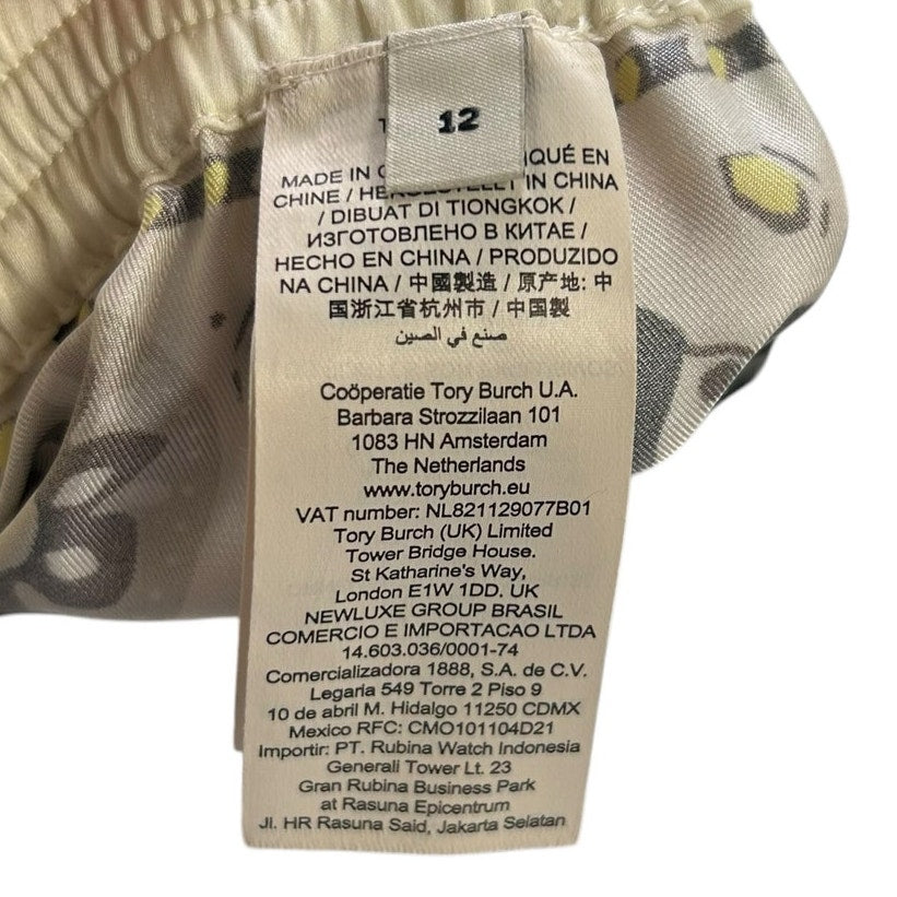 NWT Tory Burch Ivory Pisces Dream Printed Silk Pull On Pants Womens 12