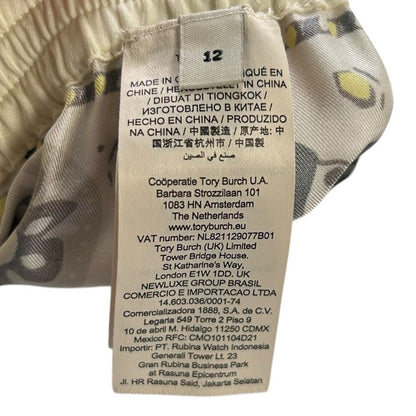 NWT Tory Burch Ivory Pisces Dream Printed Silk Pull On Pants Womens 12