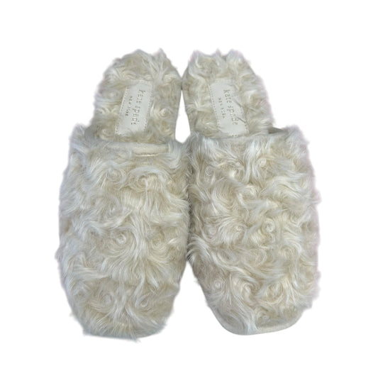 Kate Spade Dove Cream Fluffy Faux Fur Slip On Slipper Slides Womens 8
