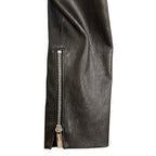 The Row Anasta Black Bonded Leather Zip Up Peplum Jacket Womens 4 Quiet Luxury