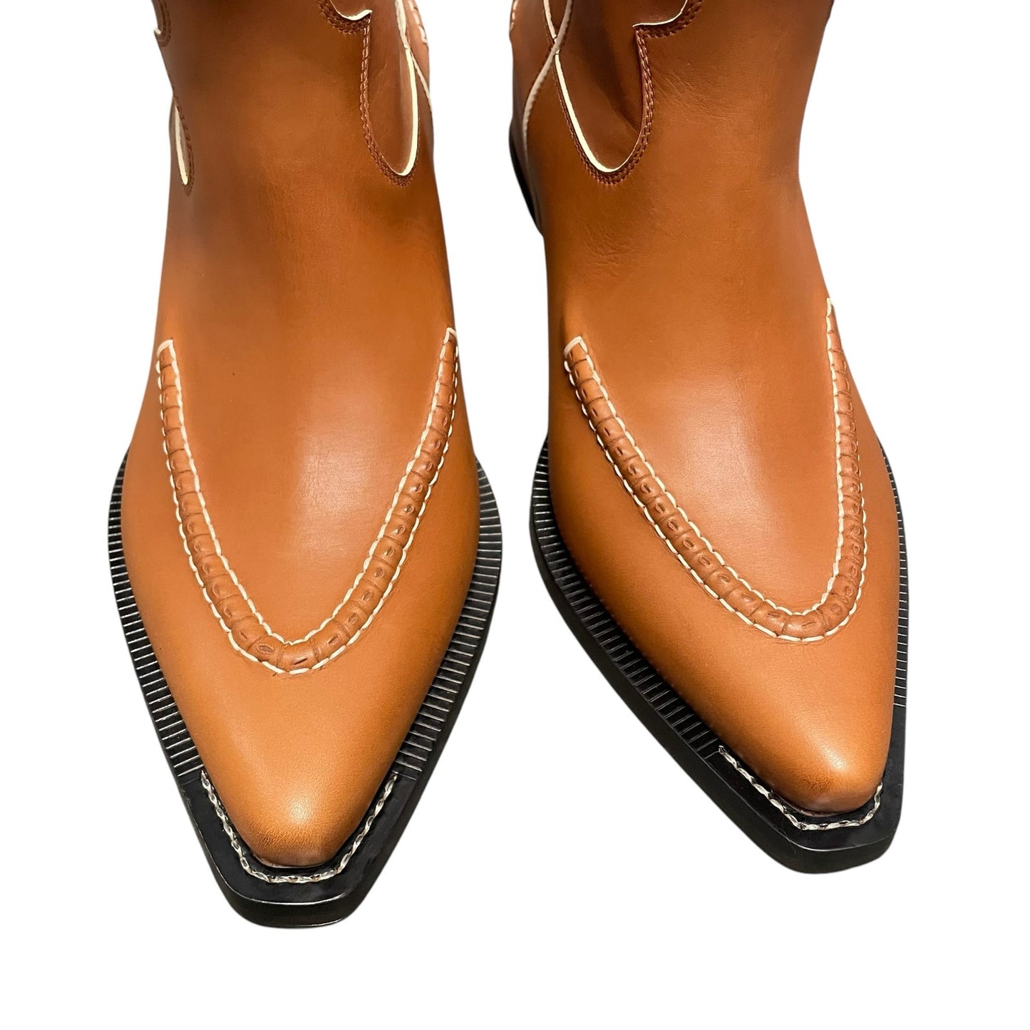 Chloé Nellie Texan Leather Western Boots Tan Womens 39 / US 9