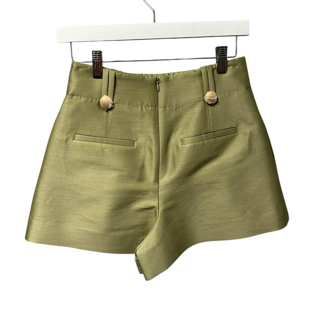 NWT Zimmermann Palm Green Luna Wool Silk Tailored Flare Hem Short Womens US 4