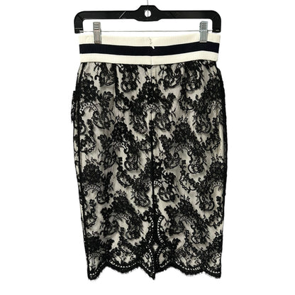 Chanel White with Black Lace Overlay Knee Length Pencil Skirt Womens 36 / 2-4