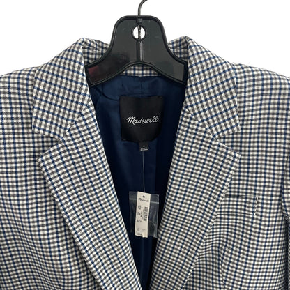 NWT Madewell The Kline Blazer Black Blue White Houndstooth Plaid Womens 0