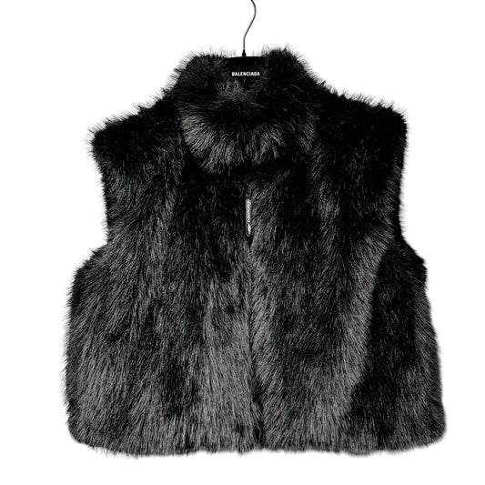 NWT Balenciaga Black Faux Fur Reversible Ski Jacket Womens 6