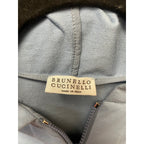 Brunello Cucinelli Monili-Tab Cotton Felpa Zip-Up Hoodie Light Blue Womens XS
