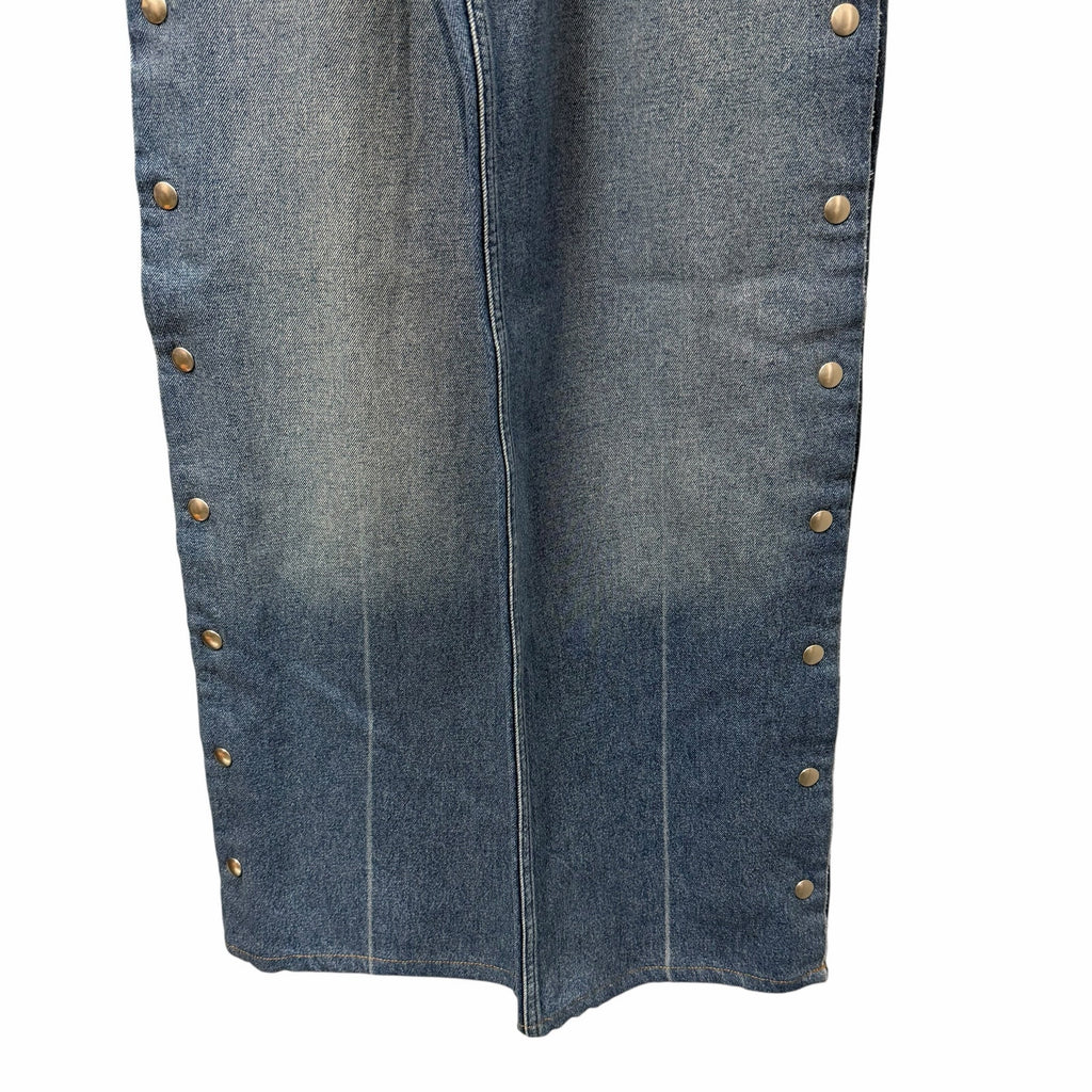 Stella McCartney Studded Snap Blue Denim Loose Bootcut Jeans Womens Size 24