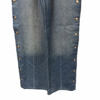 Stella McCartney Studded Snap Blue Denim Loose Bootcut Jeans Womens Size 24