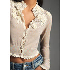 NWT LoveShackFancy Fairy Dust Pink Crochet Flowers Melon Cardigan Womens Small