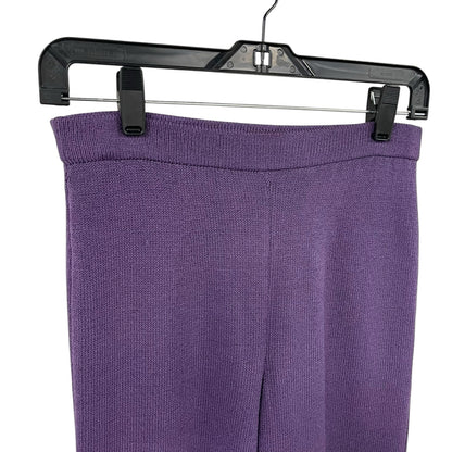 St. John Collection Santana Knit Purple Wide Leg Pull On Pant Womens Size 0