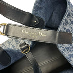 Christian Dior Toujours Blue Denim Oblique Jacquard Double Handle Tote Bag