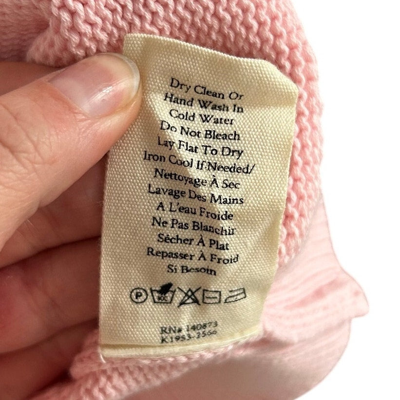 LoveShackFancy Blushing Liberty Pink Ty Cotton Flag Pullover Sweater Womens XS