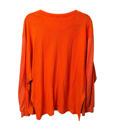 Free People We The Free Back At It Oversized Henley Top Long Sleeve Orange Large