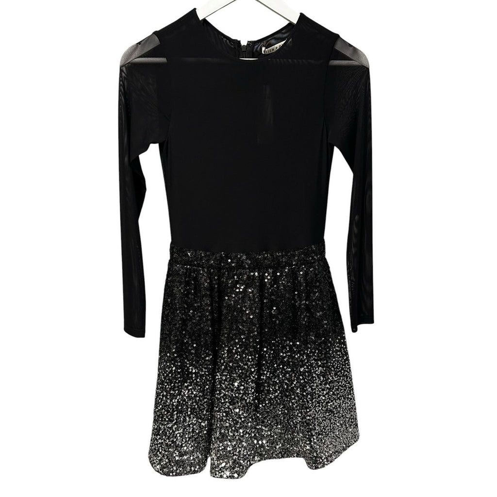 NWT Alice + Olivia Black Silver Sequin Embellished Chara Mini Dress Size 2 Glam