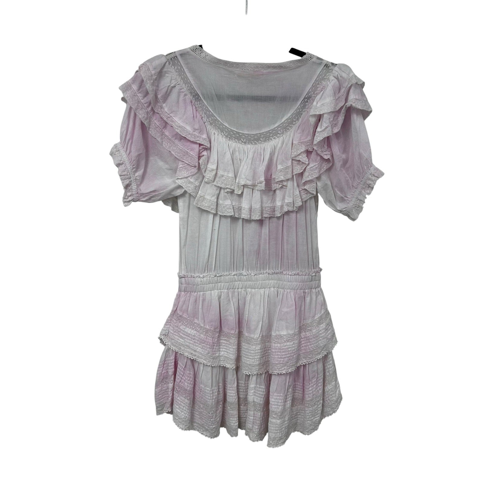 LoveShackFancy Pink & White Liv Cotton Ruffled Heritage Dress Womens Small
