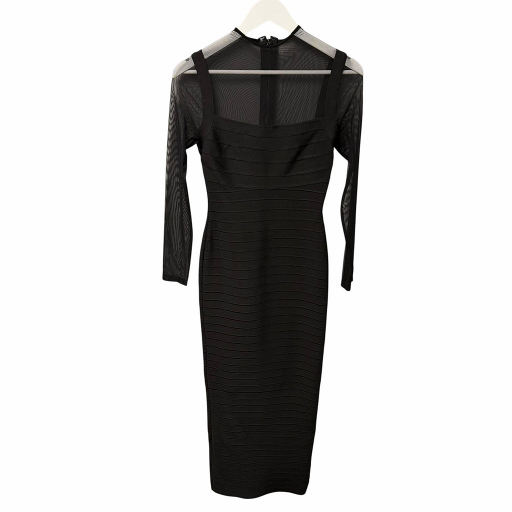 NWT Herve Leger The Ella Gown Black Signature Bandage Fabric Womens Small