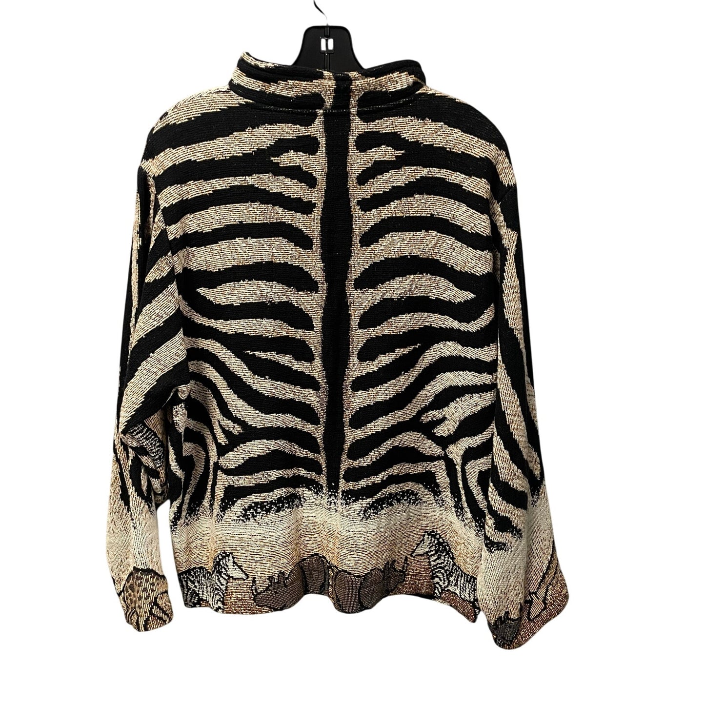 Vintage Sugar Street Weavers Safari Animal Print Button Up Sweater Jacket Medium