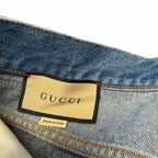 Gucci Horsebit High Rise Wide Leg Frayed Hem Jeans Light Wash Size 27 / US 6