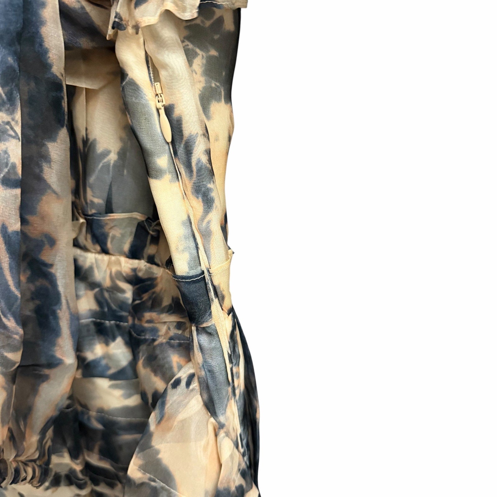 NWT Ulla Johnson Silk Adelaide Ruffled Mini Dress Abstract Fossil Print Size 0
