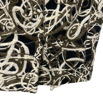 Byron Lars Black Green Cream Wool Blend Straight Fit Knee Skirt Womens Size 2