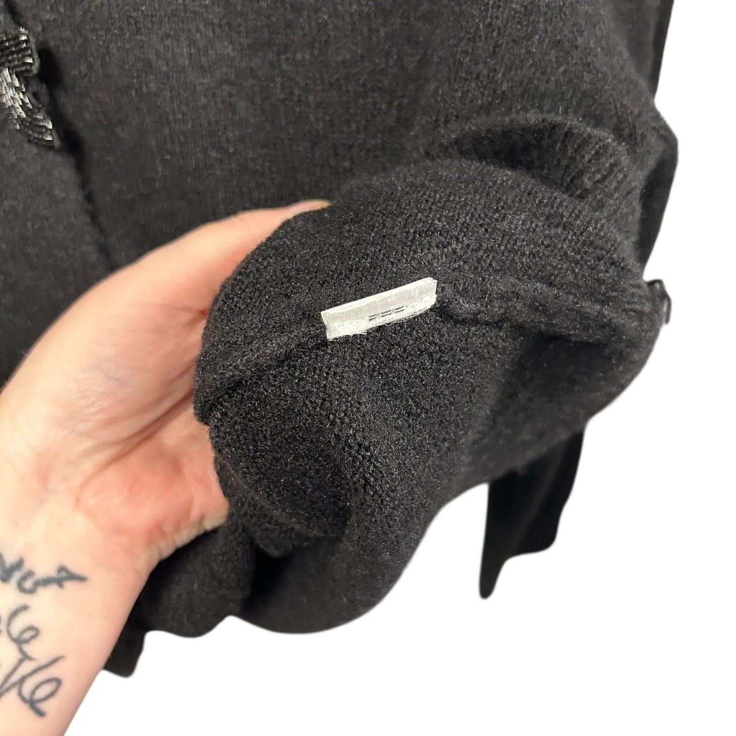 Zara Black Bow Shaped Button Knit Button Up Cardigan Sweater Womens Size Medium