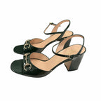 Gucci Lady Horsebit 75 Patent Leather Sandals Dark Green Size 39 / US 9 Timeless