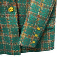NWT L'Agence Gweny Relaxed Blazer Jacket Green Windowpane Tweed Womens 2