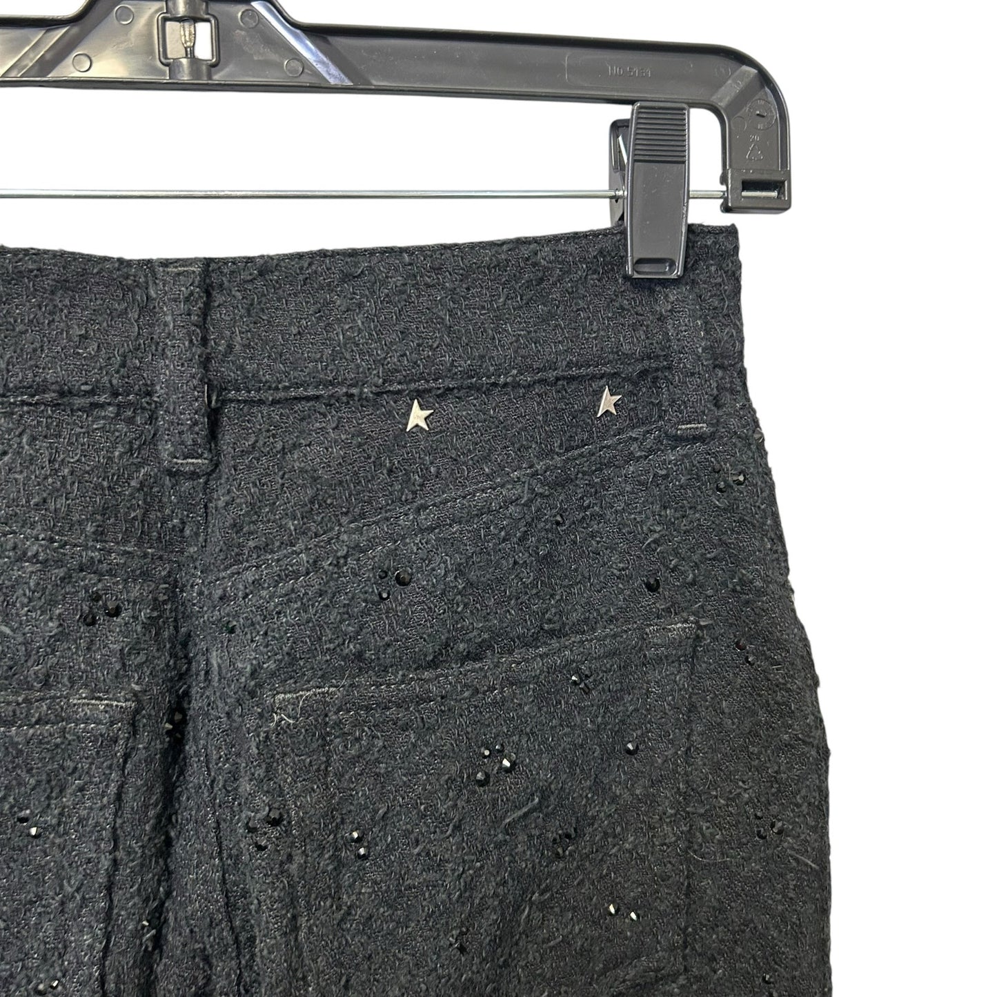 NWT Golden Goose Black Journey Kim Embellished Straight-Leg Jeans Womens 25