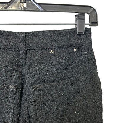 NWT Golden Goose Black Journey Kim Embellished Straight-Leg Jeans Womens 25